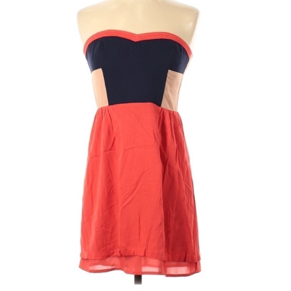 Sparkle & Fade Strapless Color block chic Mini Dress Small women’s spring